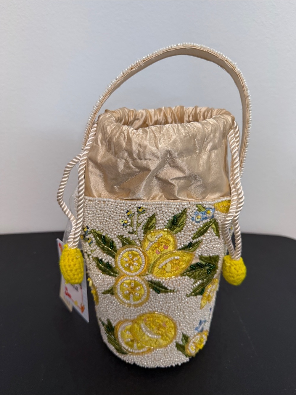 Handcrafted In India | Beaded Whimsical Fun Lemon Bucket Bag 🍋 - Picture 13 of 13